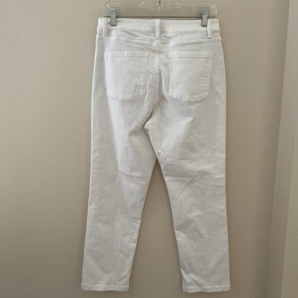 LL Bean Classic Fit Ankle Jeans Womens 10 White DenimStraight Leg Casual Stretch - Picture 4 of 11
